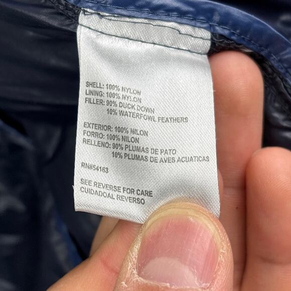 Calvin Klein Women’s L Navy Blue Hooded Long Down Feather Puffer Jacket - Picture 4 of 5